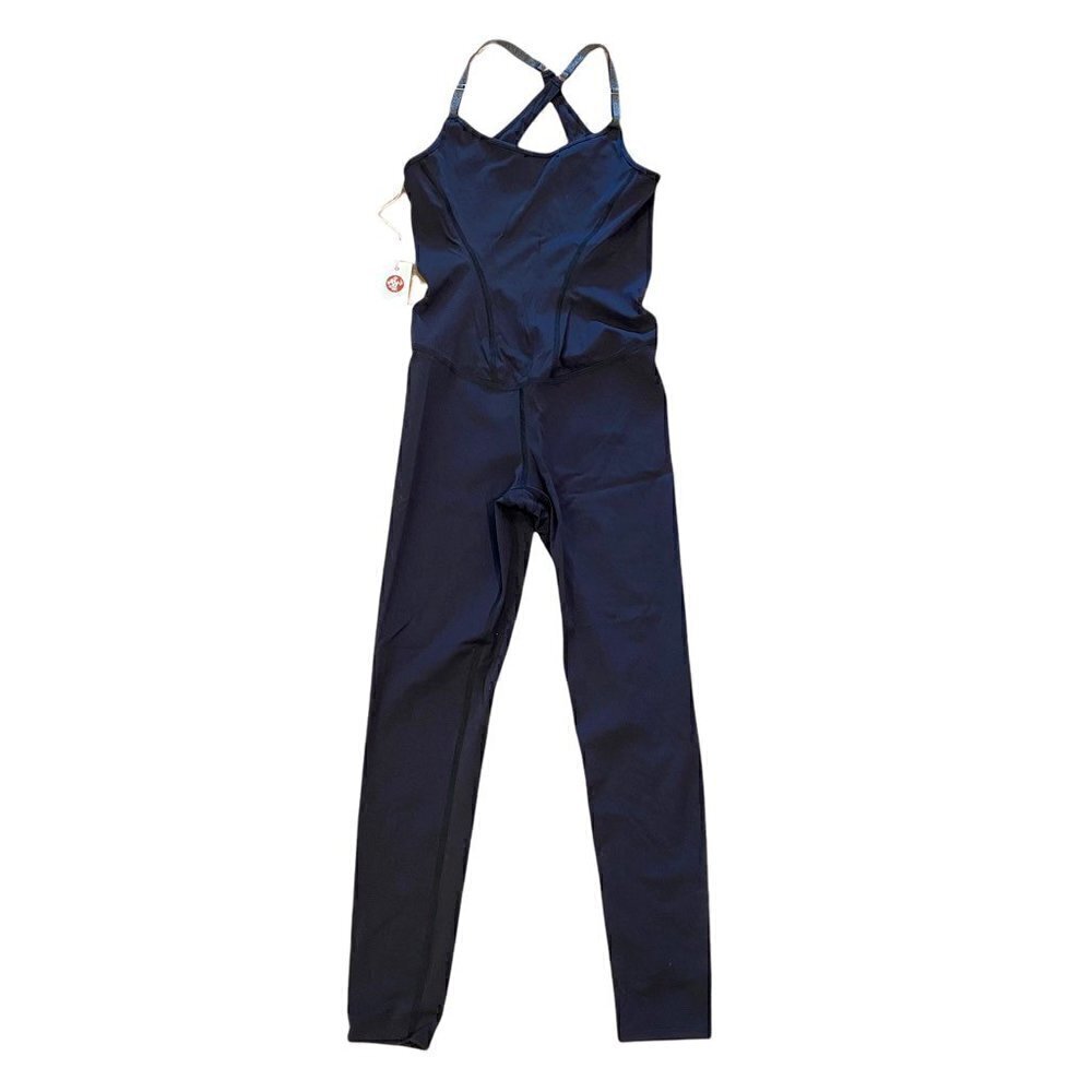 Manduka Womens Hot Yoga Bodysuit Black Stretch V Neck Sleeveless XS New
